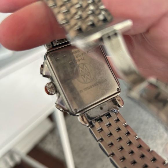 MICHELE Deco Stainless Diamond Watch With Addl Black Alligator Watch Band - Picture 5 of 14